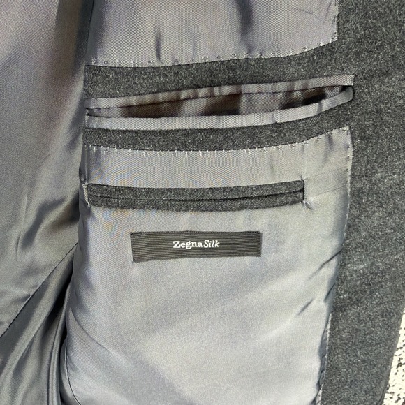 Ermengildo Zegna 100% Silk Blazer Mens 40R ZegnaSilk 2 Vent Dark Gray - Picture 4 of 12